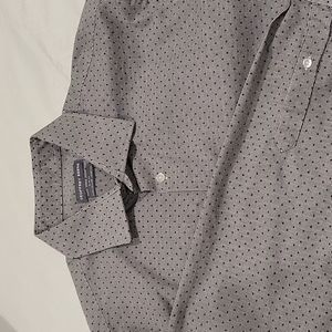 Men's dress shirt, black/gray print, Geoffrey Beene, slim fit, 16-16.5, 34/35, L